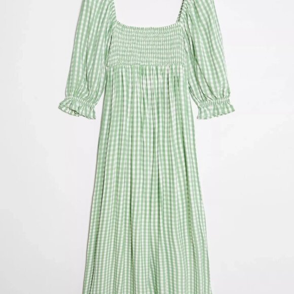 NWT Anthropologie Faithfull Lilou Smocked Maxi Dress Womens XS Green Gingham - Picture 1 of 7